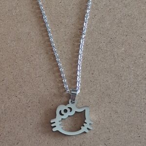 Cute Silver Stainless Steel Cat Necklace
